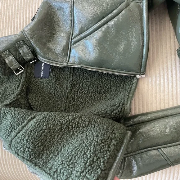Fashion Nova Green Leather Jacket - Picture 2 of 3